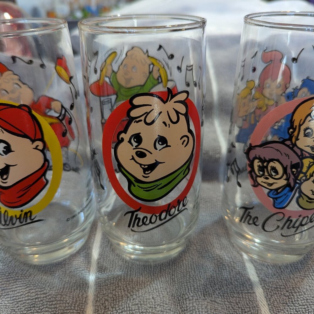 Vintage Glasses - 1980s, Smurfs, Coca Cola, Chipmunks, Charlie Brown, Garfield